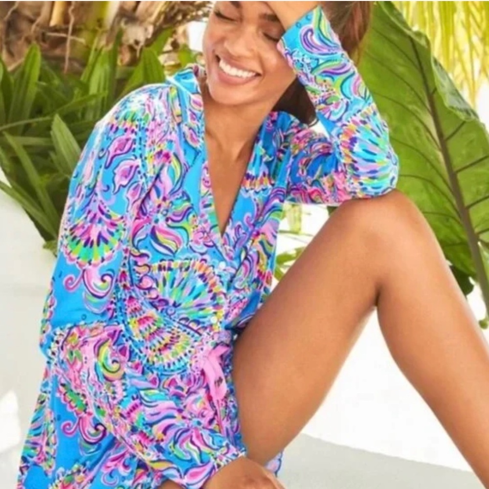 NWT Lilly Pulitzer PJ Knit Long Sleeve Button-up Top women’s size Small